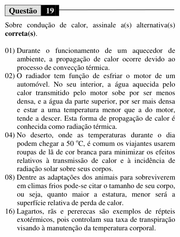 Enunciado da questão 19 de Física do UEM 2015 (Inverno)