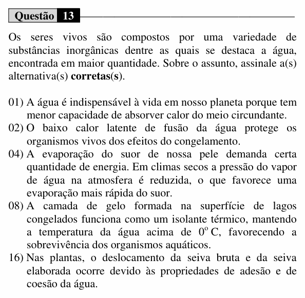 Enunciado da questão 13 de Física do UEM 2015 (Verão)