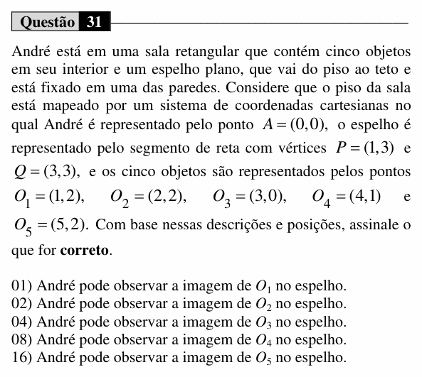Enunciado da questão 31 de Física do UEM 2015 (Verão)