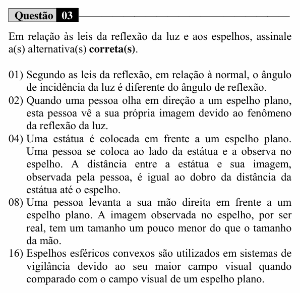 Enunciado da questão 3 de Física do UEM 2016 (Inverno, Conhecimentos Específicos)