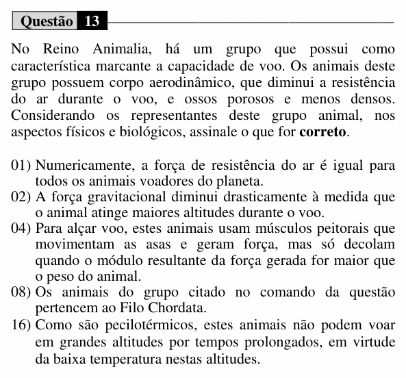 Enunciado da questão 13 de Física do UEM 2016 (Verão)