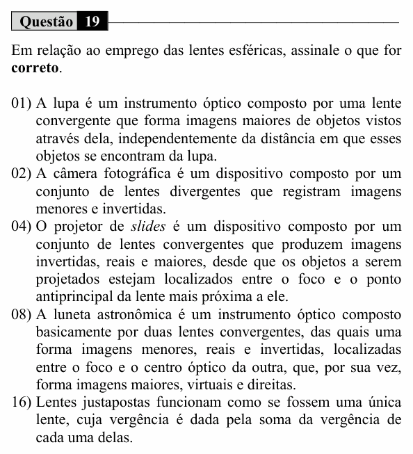 Enunciado da questão 19 de Física do UEM 2017 (Inverno, Conhecimentos Específicos)