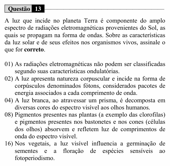 Enunciado da questão 13 de Física do UEM 2017 (Inverno)