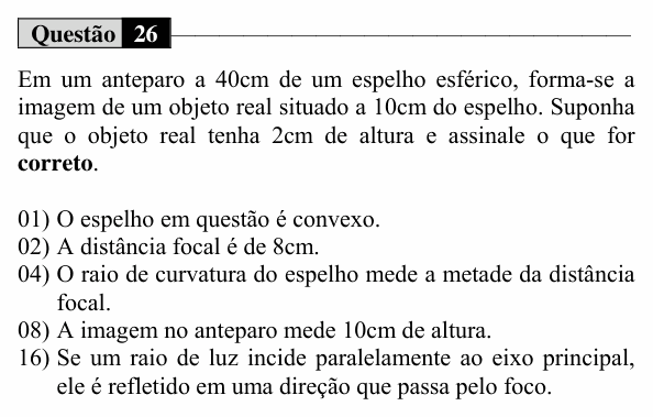 Enunciado da questão 26 de Física do UEM 2017 (Inverno)