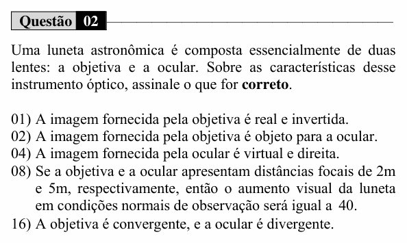Enunciado da questão 2 de Física do UEM 2017 (Verão, Conhecimentos Específicos)
