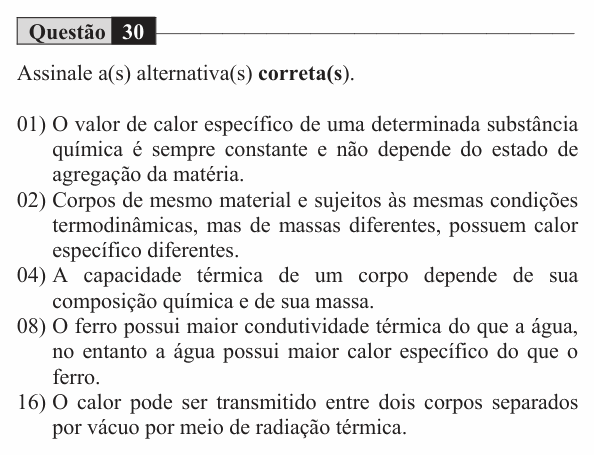 Enunciado da questão 30 de Física do UEM 2017 (Verão)
