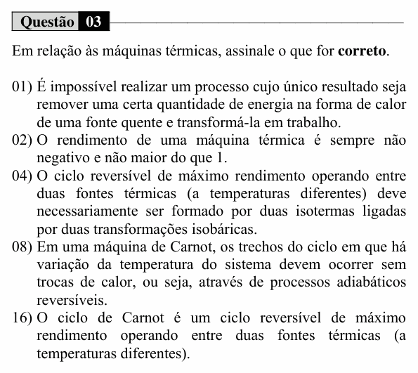 Enunciado da questão 3 de Física do UEM 2018 (Inverno, Conhecimentos Específicos)
