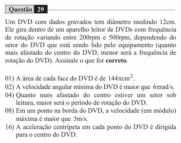 Enunciado da questão 29 de Física do UEM 2018 (Inverno)