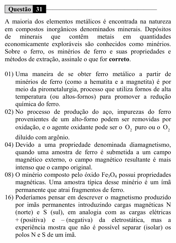 Enunciado da questão 31 de Física do UEM 2019 (Inverno)