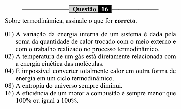 Enunciado da questão 16 de Física do UEM 2021 (PAS, etapa 2)