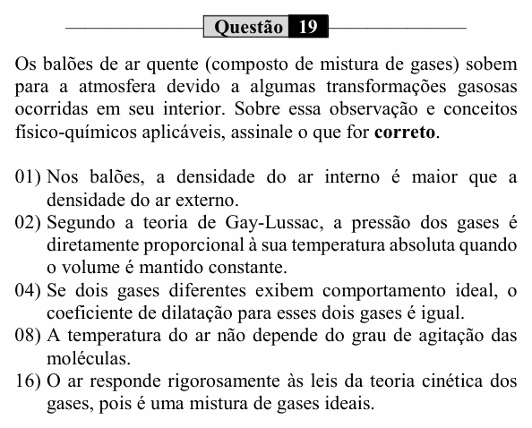 Enunciado da questão 19 de Física do UEM 2021 (PAS, etapa 2)