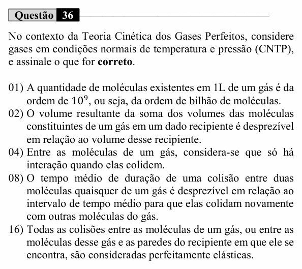 Enunciado da questão 36 de Física do UEM 2021 (Conhecimentos Específicos)