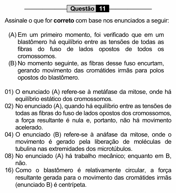 Enunciado da questão 11 de Física do UEM 2022 (PAS, etapa 1)