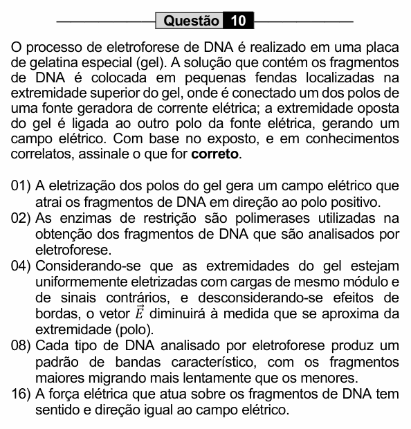 Enunciado da questão 10 de Física do UEM 2022 (PAS, etapa 3)