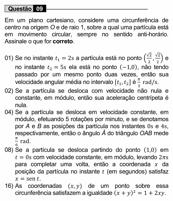 Enunciado da questão 9 de Física do UEM 2022