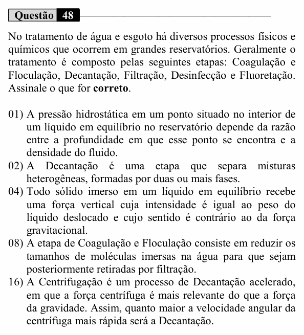 Enunciado da questão 48 de Física do UEM 2023 (Inverno)