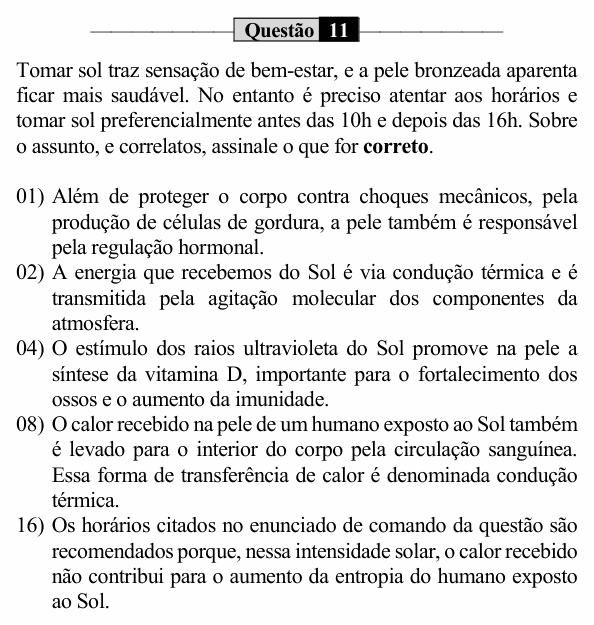 Enunciado da questão 11 de Física do UEM 2023 (PAS, etapa 2)