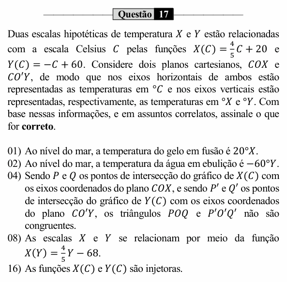 Enunciado da questão 17 de Física do UEM 2023 (PAS, etapa 2)