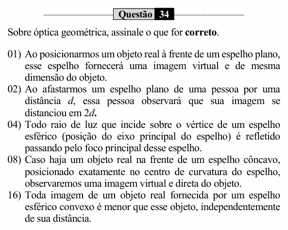 Enunciado da questão 34 de Física do UEM 2023 (PAS, etapa 3, Conhecimentos Específicos)