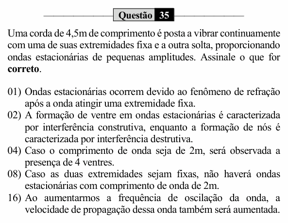 Enunciado da questão 35 de Física do UEM 2023 (PAS, etapa 3, Conhecimentos Específicos)