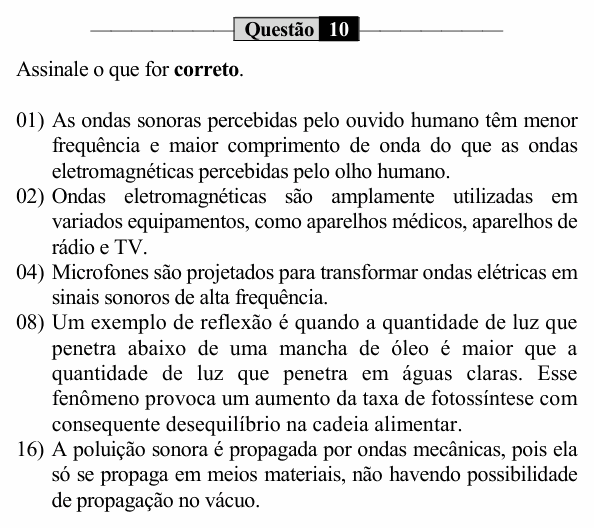 Enunciado da questão 10 de Física do UEM 2023 (PAS, etapa 3)