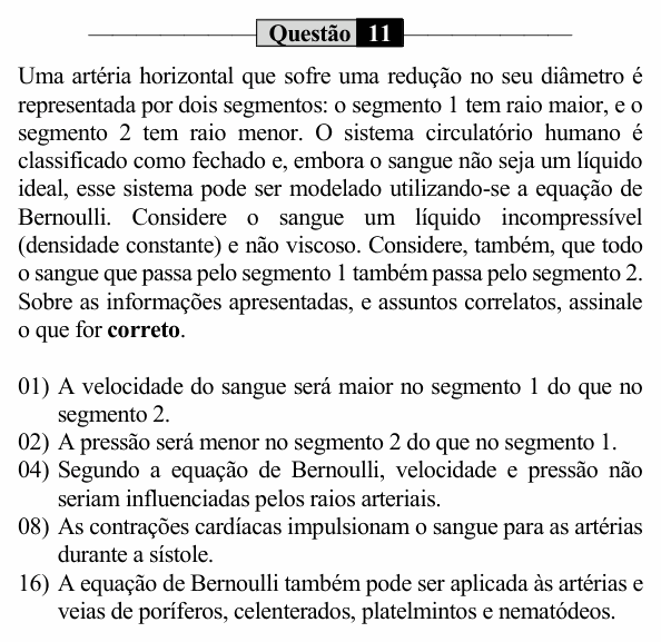 Enunciado da questão 11 de Física do UEM 2024 (PAS, etapa 2)