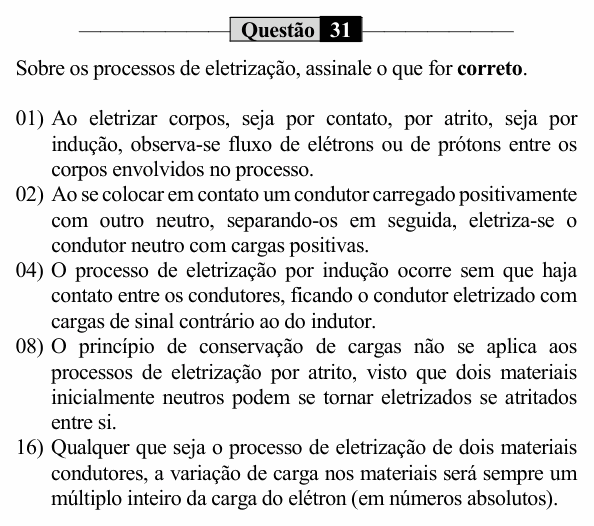 Enunciado da questão 31 de Física do UEM 2024 (PAS, etapa 3, Conhecimentos Específicos)