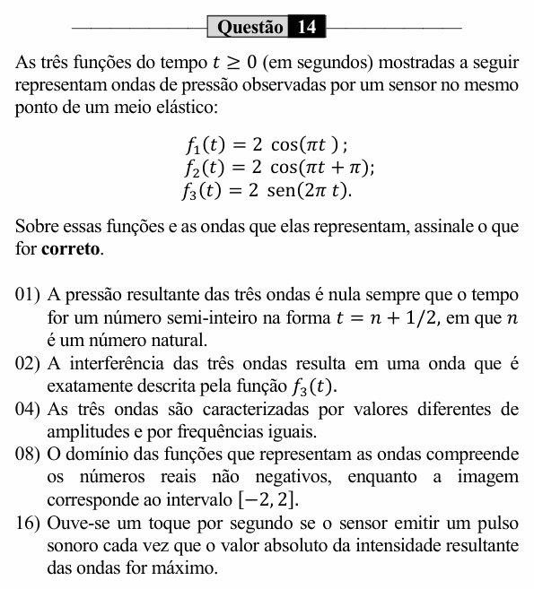 Enunciado da questão 14 de Física do UEM 2024 (PAS, etapa 3)