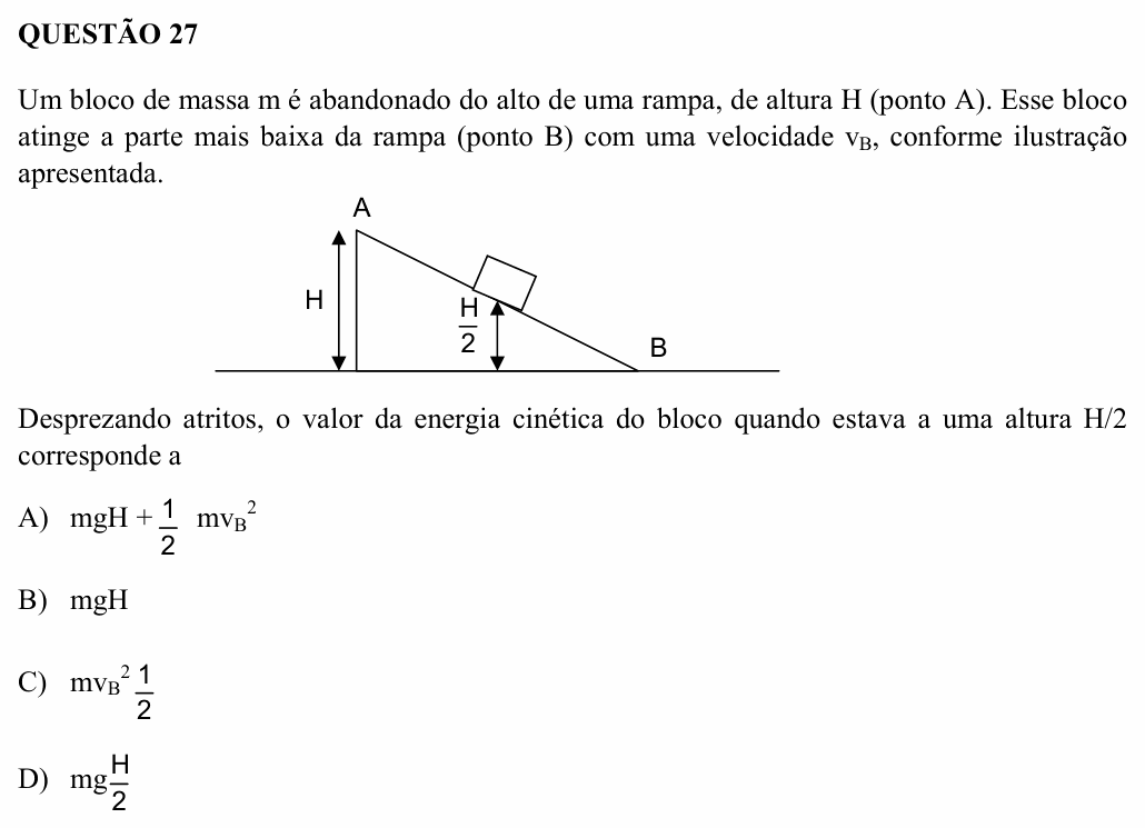 Enunciado da questão 27 de Física do UEMG 2005