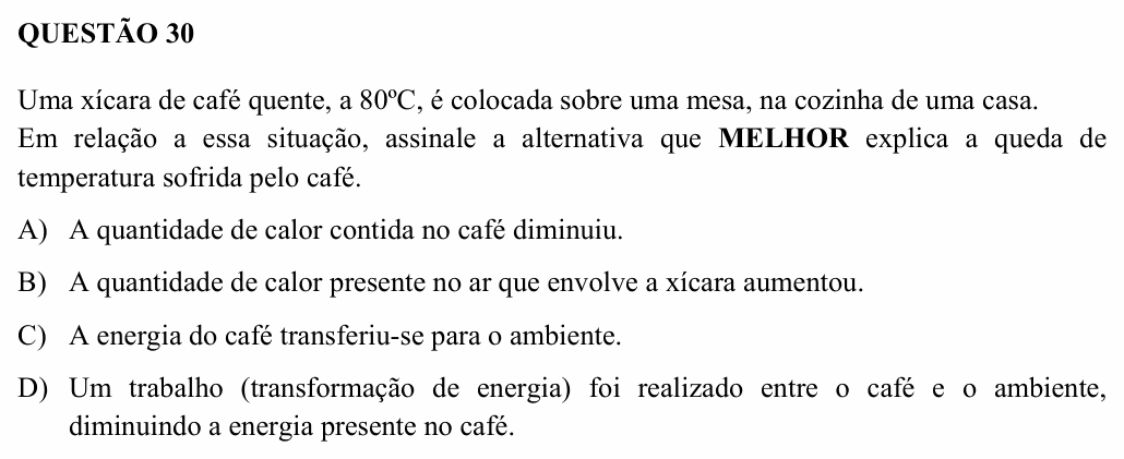 Enunciado da questão 30 de Física do UEMG 2005