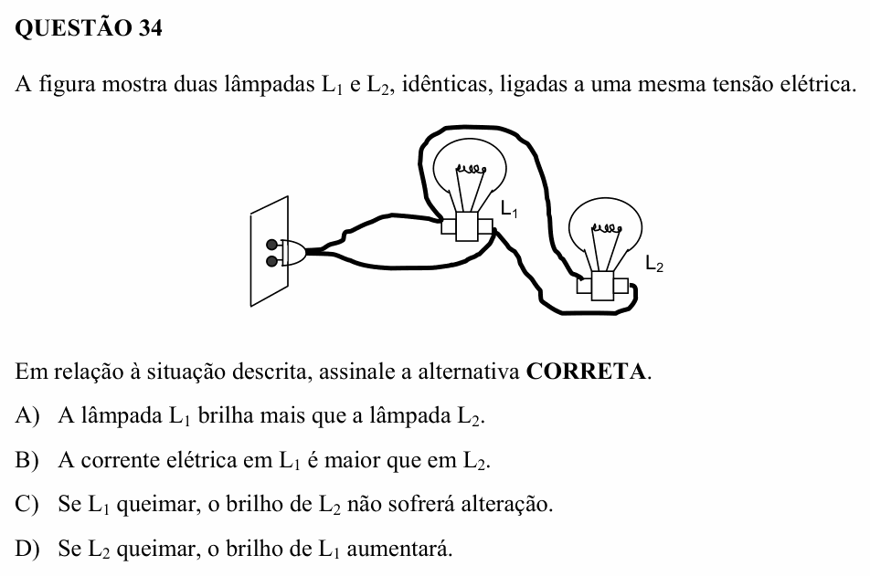 Enunciado da questão 34 de Física do UEMG 2005