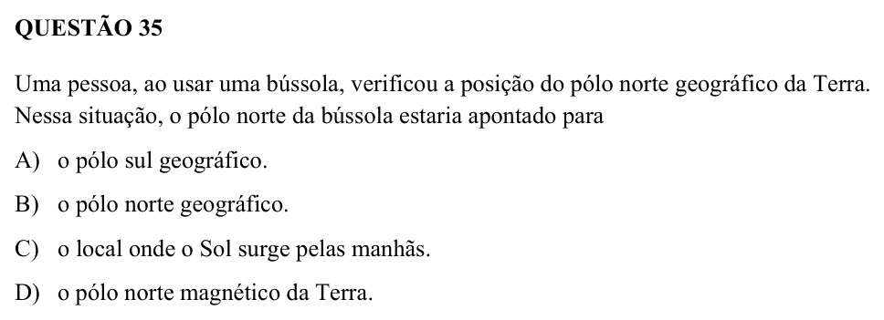 Enunciado da questão 35 de Física do UEMG 2005