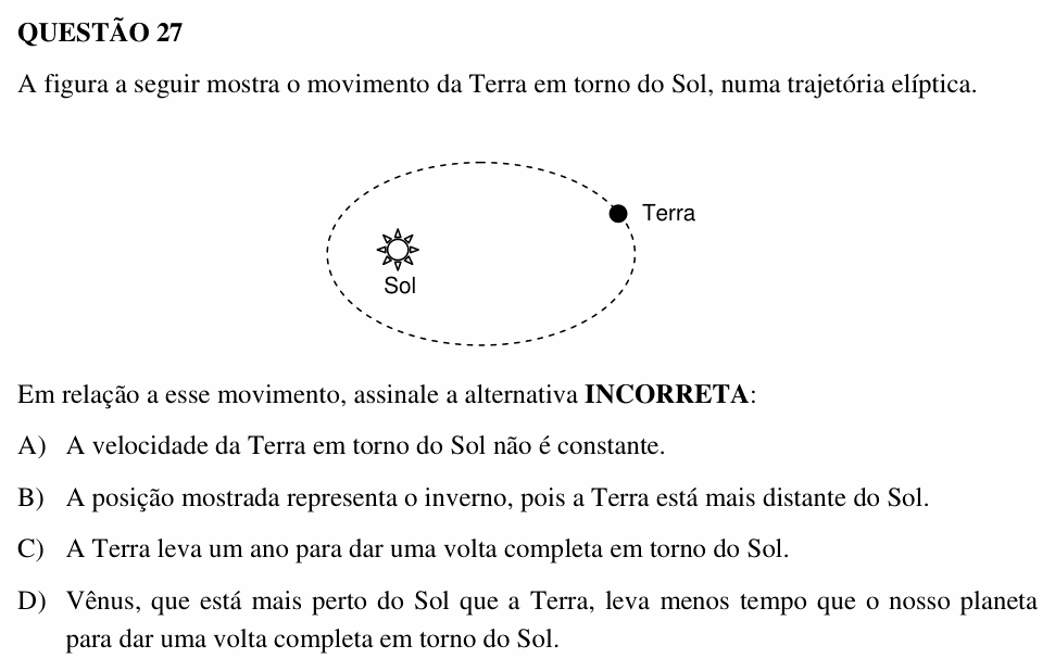 Enunciado da questão 27 de Física do UEMG 2006