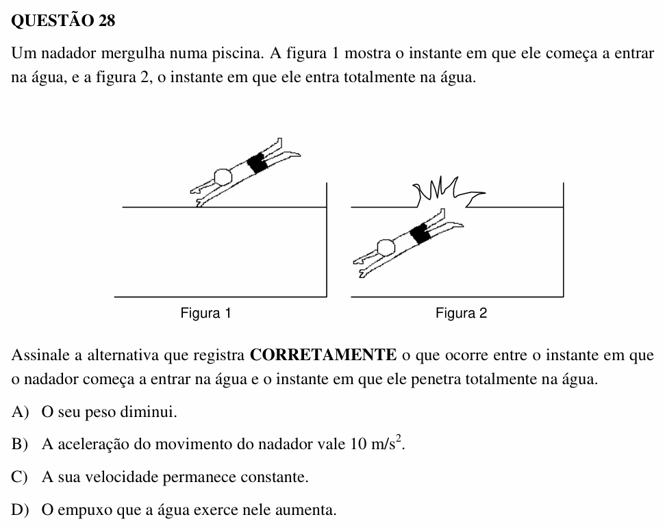 Enunciado da questão 28 de Física do UEMG 2006