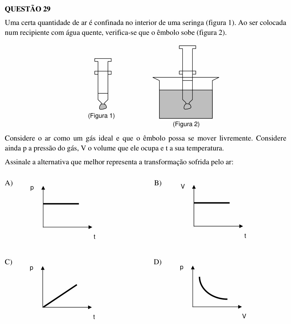 Enunciado da questão 29 de Física do UEMG 2006