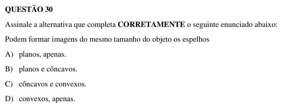 Enunciado da questão 30 de Física do UEMG 2006