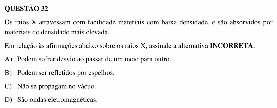 Enunciado da questão 32 de Física do UEMG 2006