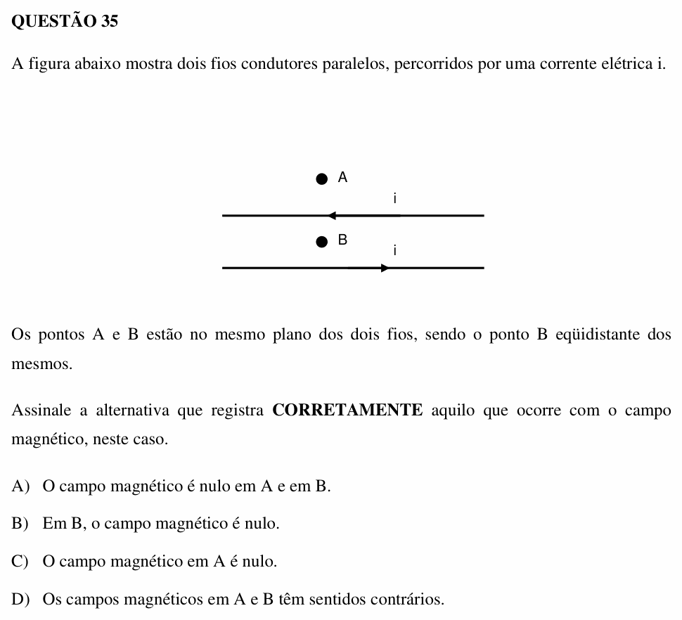 Enunciado da questão 35 de Física do UEMG 2006