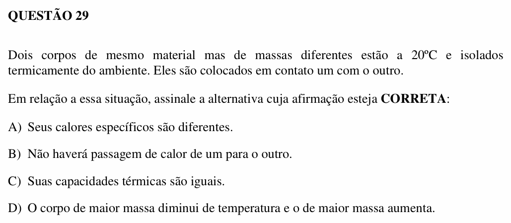 Enunciado da questão 29 de Física do UEMG 2007