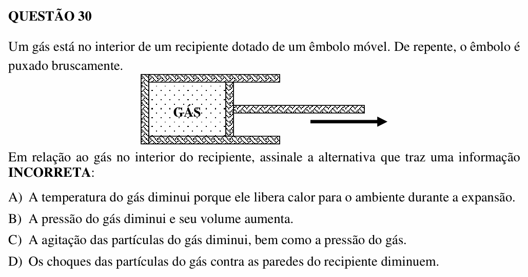 Enunciado da questão 30 de Física do UEMG 2007