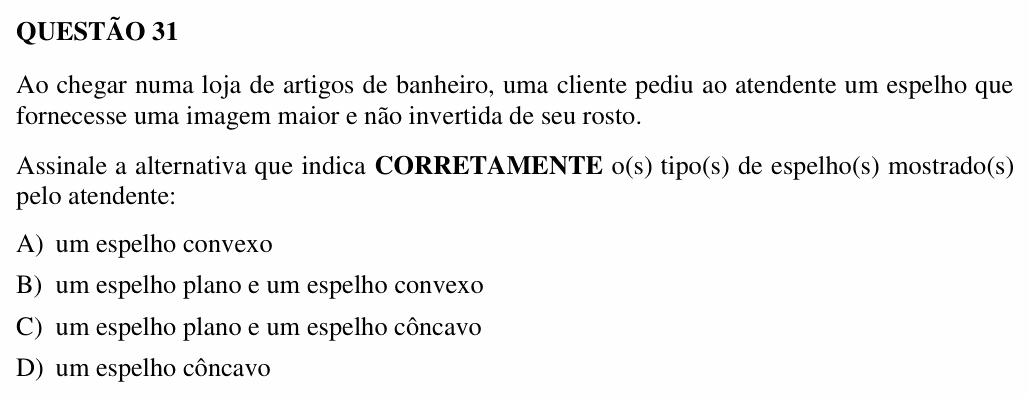 Enunciado da questão 31 de Física do UEMG 2007
