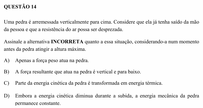 Enunciado da questão 14 de Física do UEMG 2008