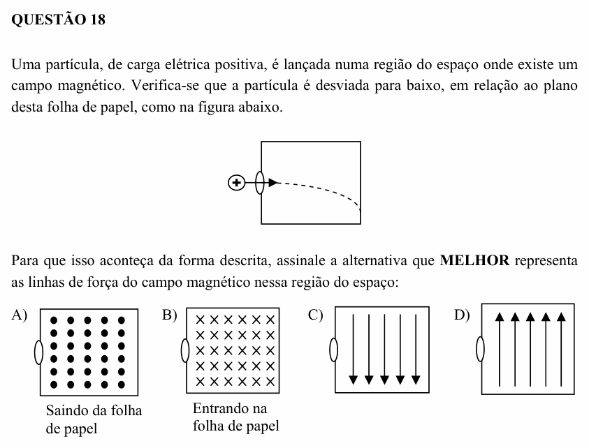 Enunciado da questão 18 de Física do UEMG 2008