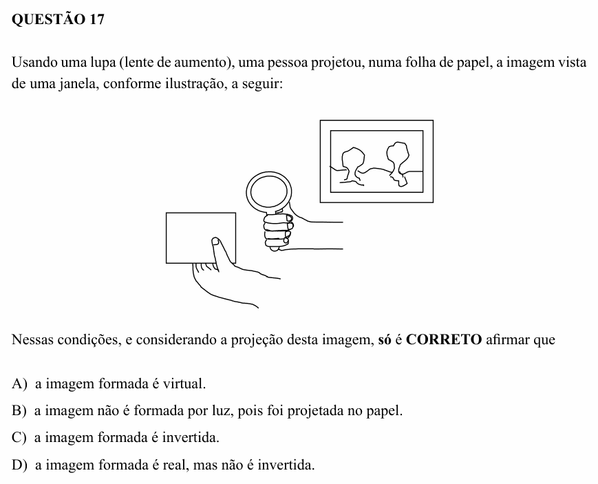 Enunciado da questão 17 de Física do UEMG 2009
