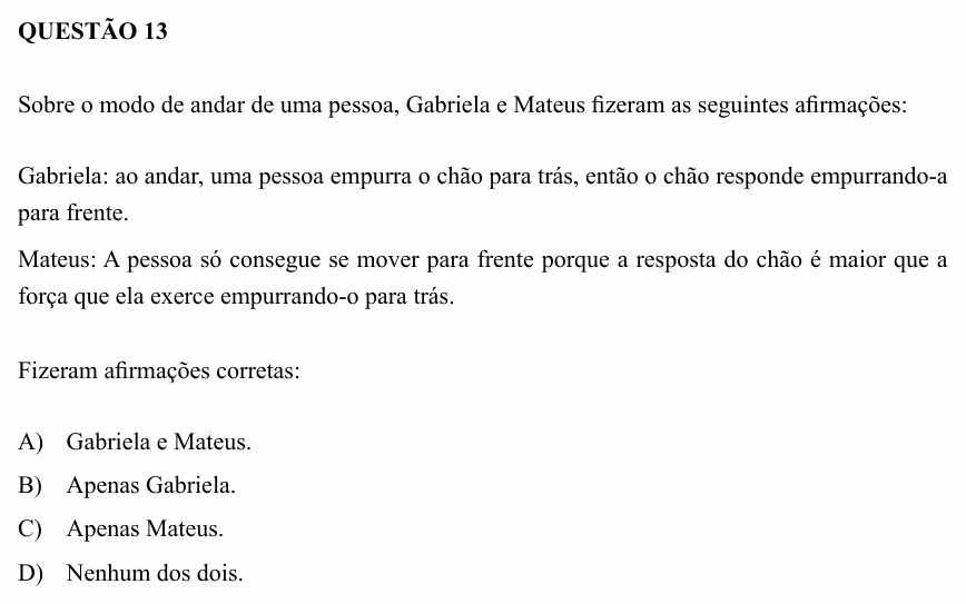 Enunciado da questão 13 de Física do UEMG 2010 (2º semestre)