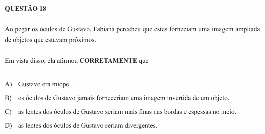Enunciado da questão 18 de Física do UEMG 2012