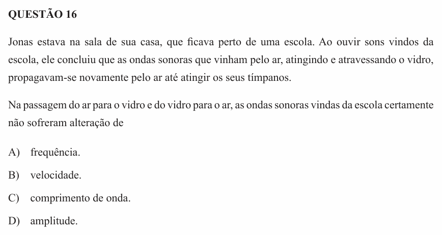 Enunciado da questão 16 de Física do UEMG 2013