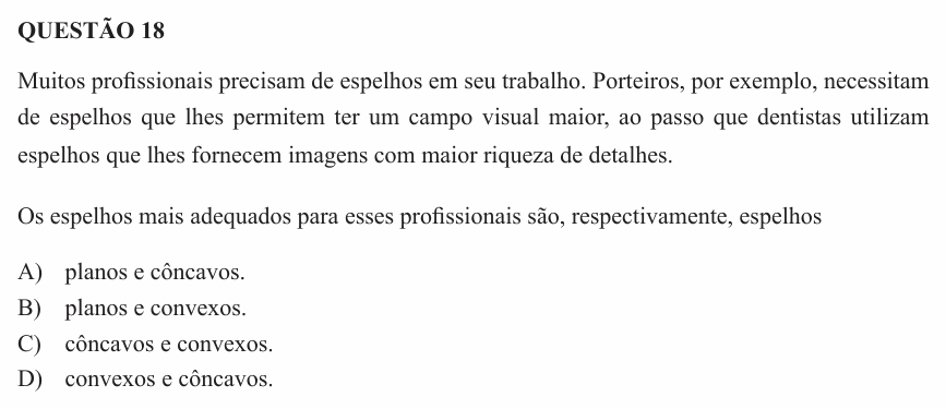Enunciado da questão 18 de Física do UEMG 2014