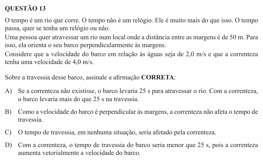Enunciado da questão 13 de Física do UEMG 2015