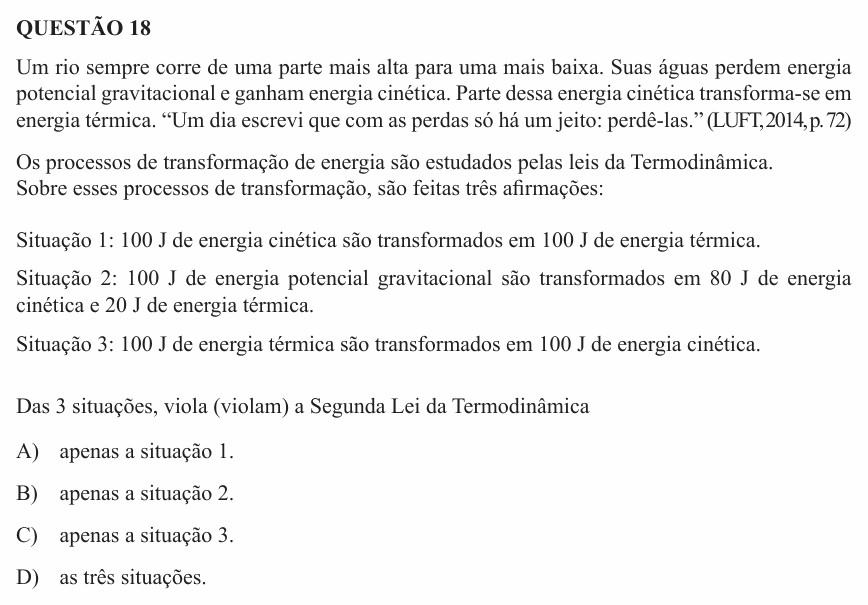 Enunciado da questão 18 de Física do UEMG 2015